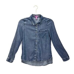 NEW Aqua Girl’s Button Down Shirt Size XL Chambray Denim Long Sleeve xl New
